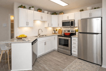 Modern kitchen with stainless steel appliances